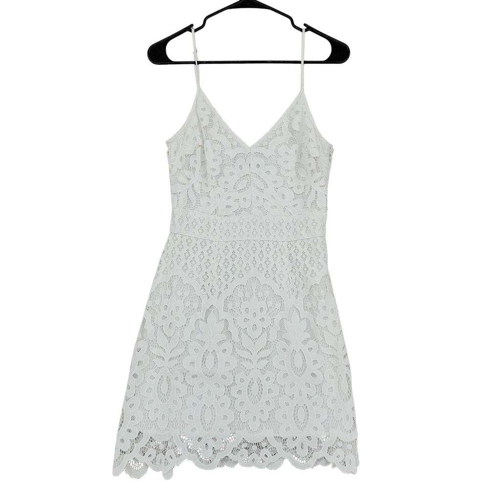 Abercrombie & Fitch Lace Dress S White Floral V-Neck Mini Cottage Fairy Boho LWD